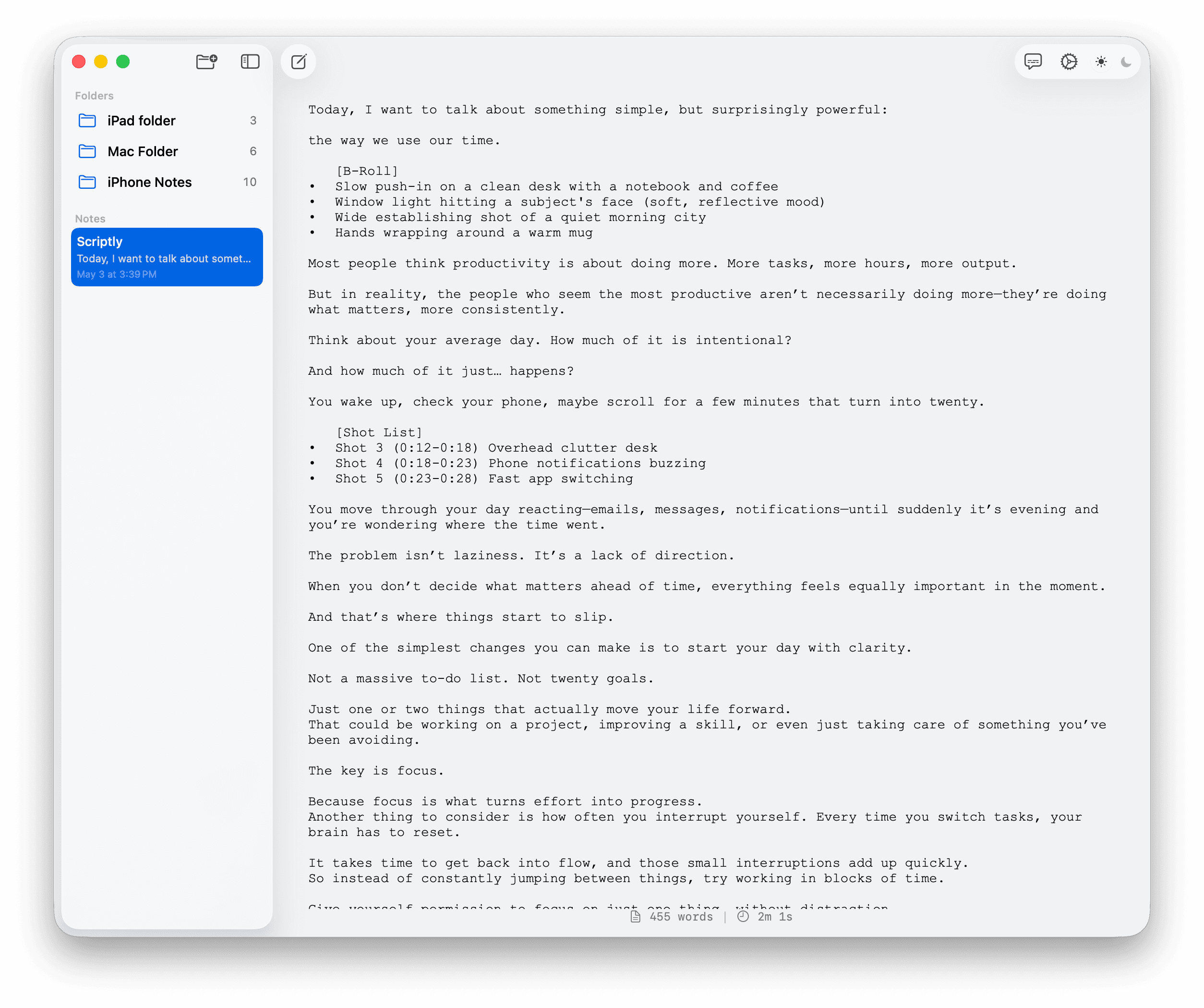 Scriptly on Mac