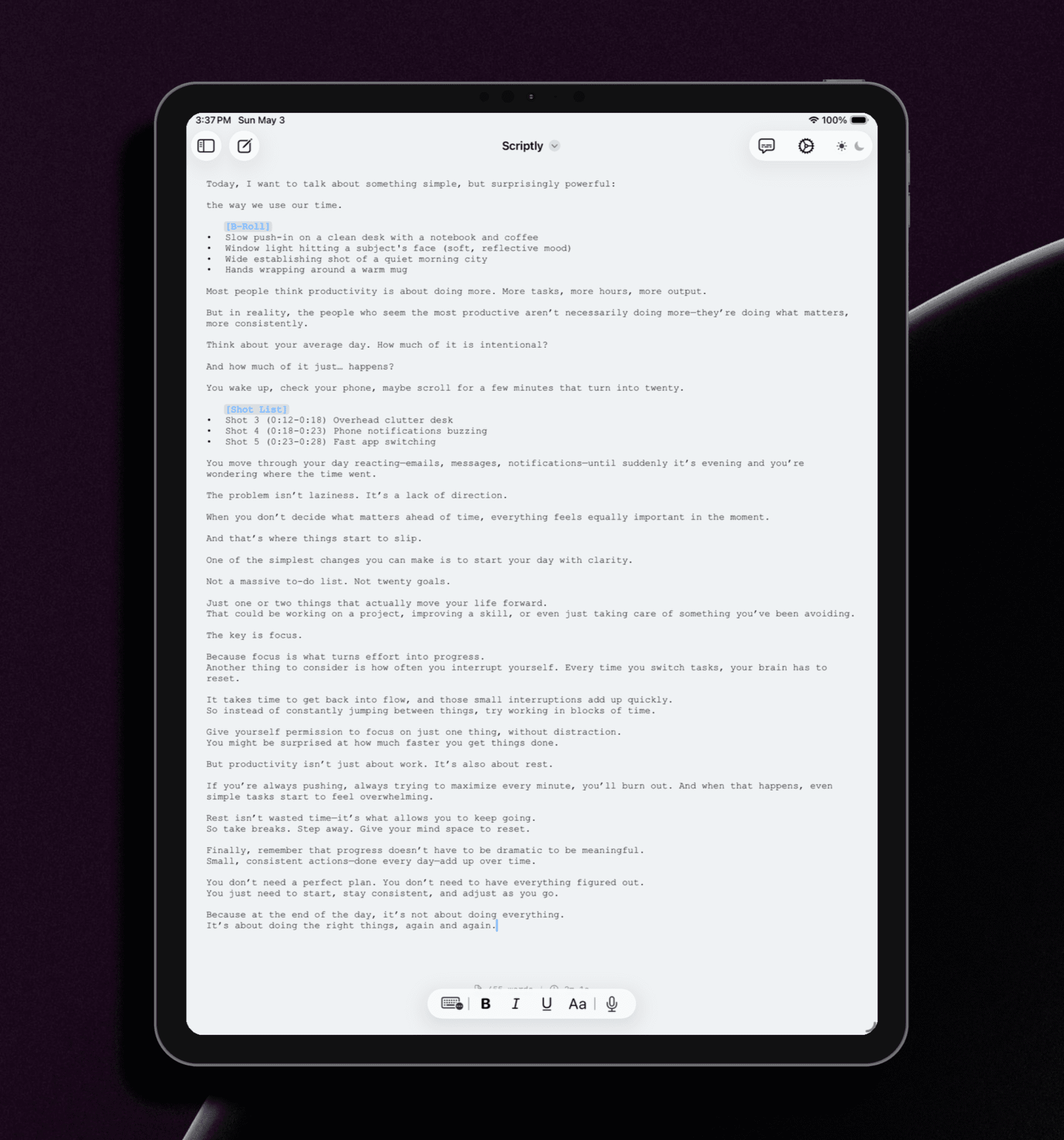 Scriptly on iPad