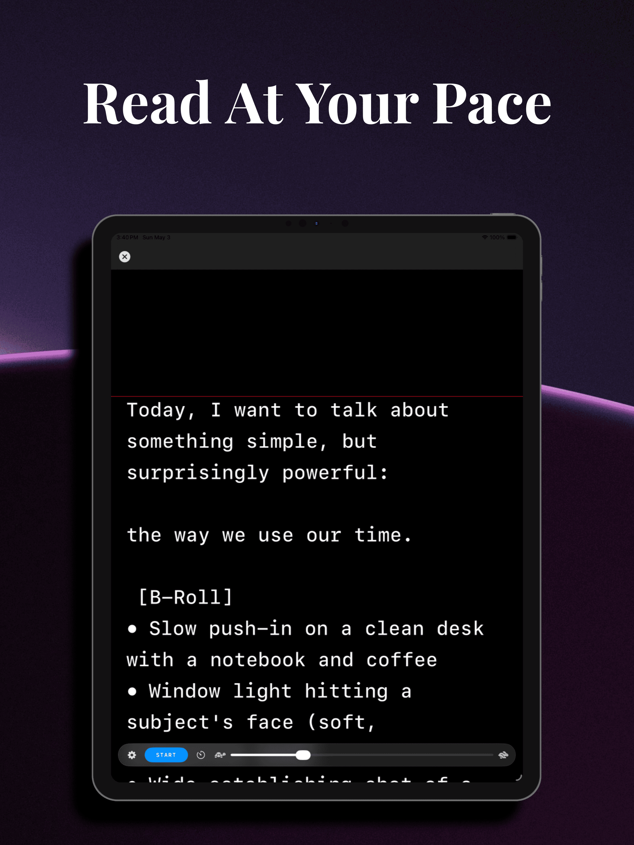 Adjustable prompter speed