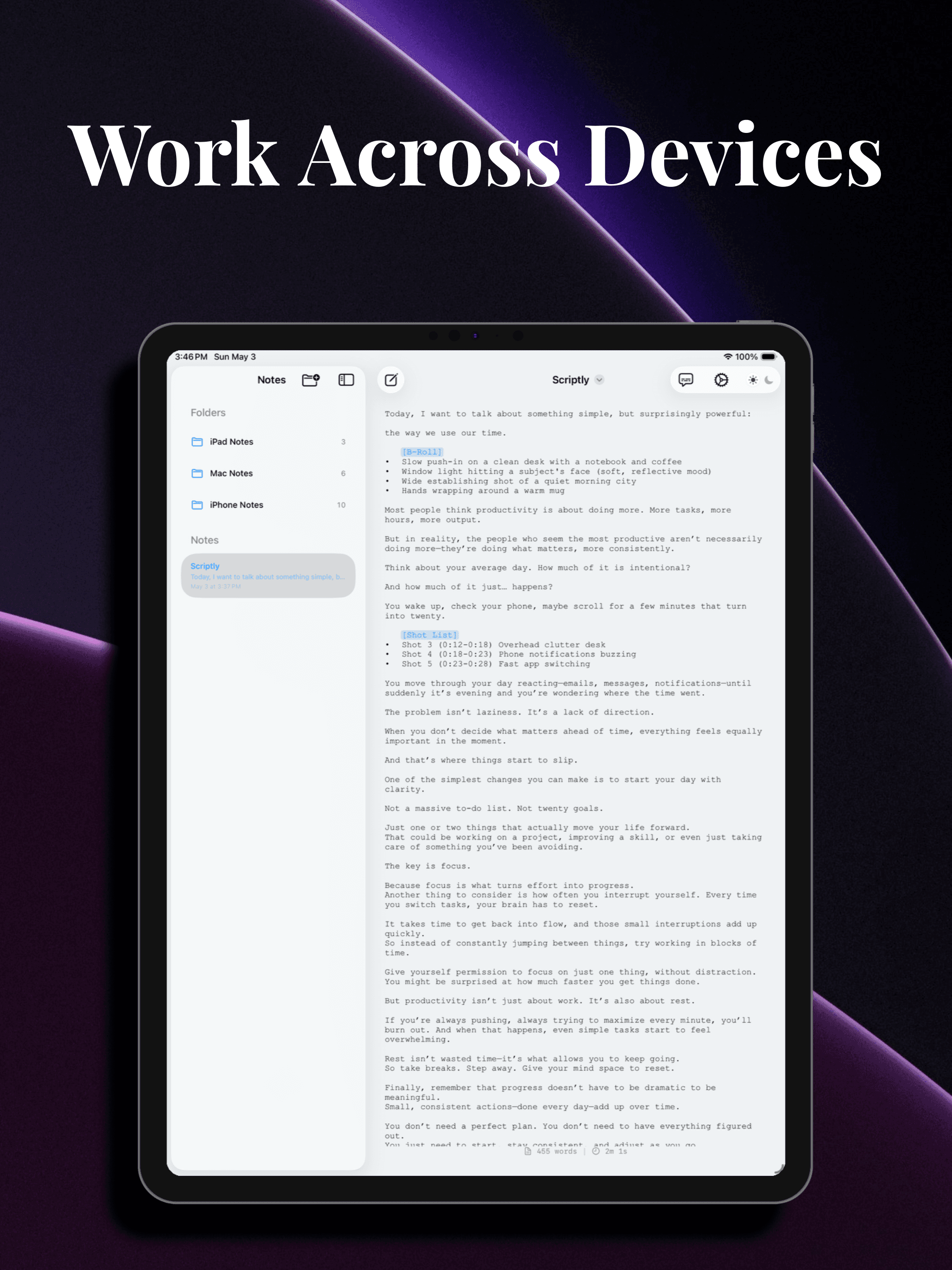 Folders organized by device