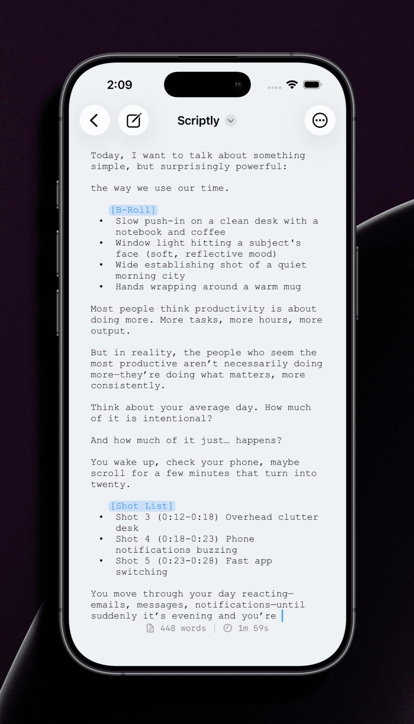 Scriptly on iPhone