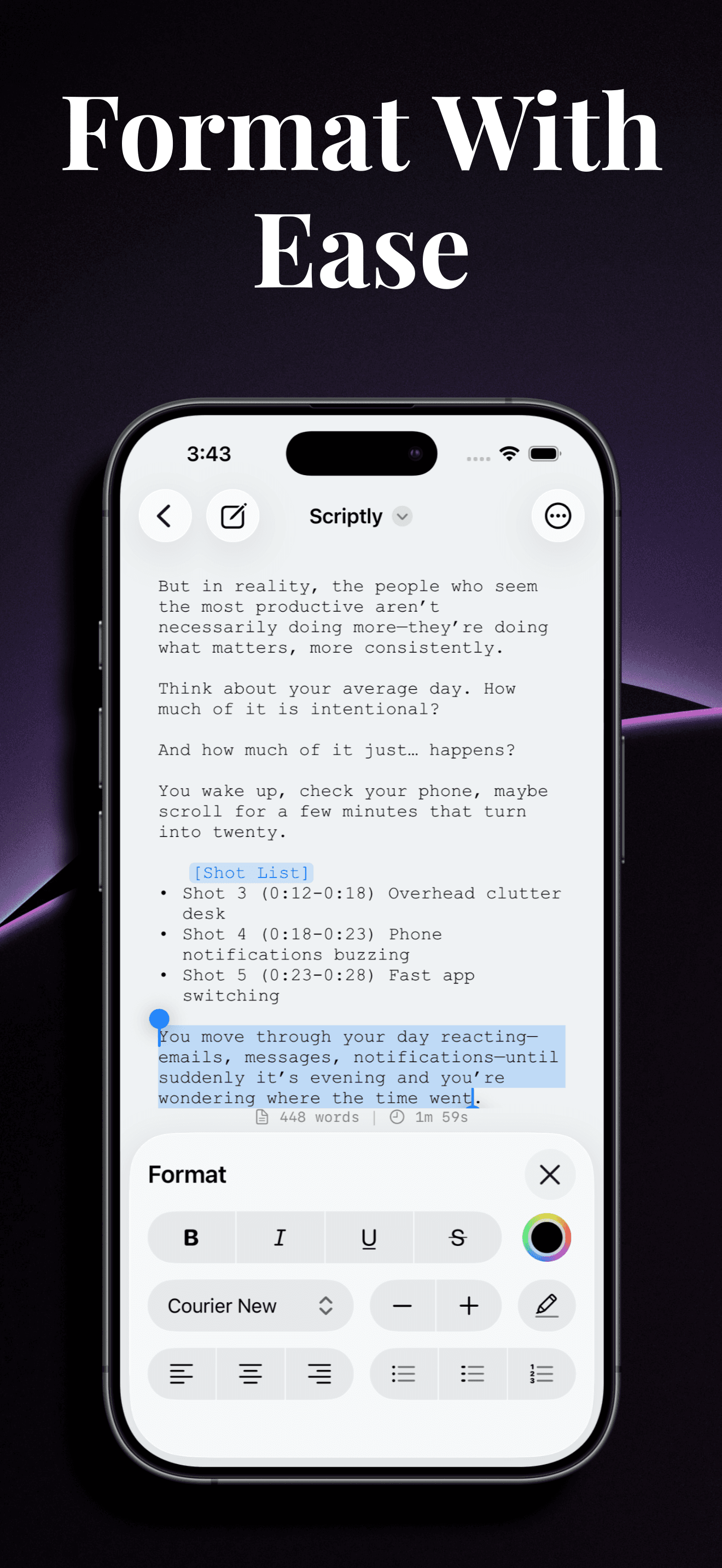 Rich formatting on iPhone